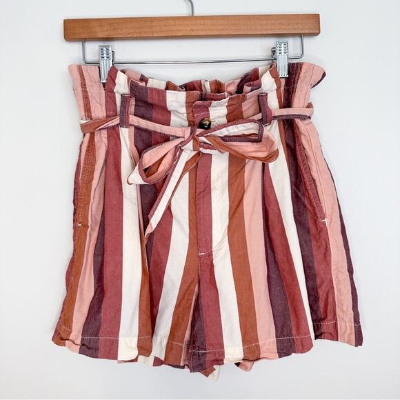Madewell Paperbag Shorts in Rainbow Stripe - Picture 2 of 5